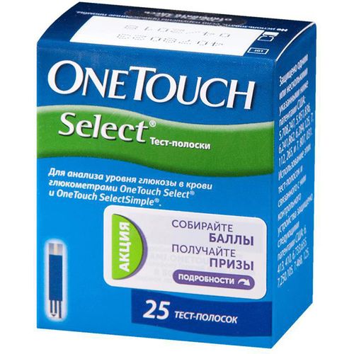 ТЕСТ-ПОЛОСКИ ДЛЯ ГЛЮКОМЕТРА ONE TOUCH SELECT ТЕСТ-ПОЛОСКИ ДЛЯ ГЛЮКОМЕТРА №25