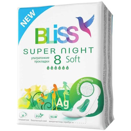 BLISS ПРОКЛАДКИ SOFT SUPER NIGHT ПРОКЛАДКИ ЖЕНСКИЕ ГИГИЕНИЧЕСКИЕ НОЧНЫЕ №8