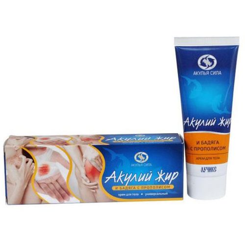 АКУЛЬЯ СИЛА АКУЛИЙ ЖИР И БАДЯГА/ПРОПОЛИС КРЕМ Д/ТЕЛА ПРИ СИНЯКАХ/УШИБАХ/ТРАВМАХ КОСМЕТИЧЕСКИЙ КРЕМ 75 МЛ №1