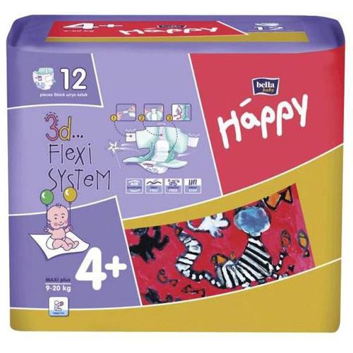 BELLA BABY HAPPY ПОДГУЗНИКИ 4+ MAXI PLUS 9-20КГ ПОДГУЗНИКИ ДЕТСКИЕ №12