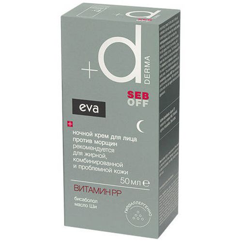 EVA DERMA SEB OFF КРЕМ ДЛЯ ЛИЦА ПРОТИВ МОРЩИН НОЧНОЙ КОСМЕТИЧЕСКИЙ КРЕМ 50 МЛ №1