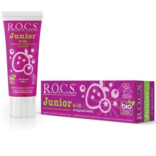 ROCS JUNIOR (6-12 ЛЕТ) ЗУБ ПАСТА Д/ДЕТЕЙ ЯГОДНЫЙ МИКС ЗУБНАЯ ПАСТА ДЕТСКАЯ 74 Г №1