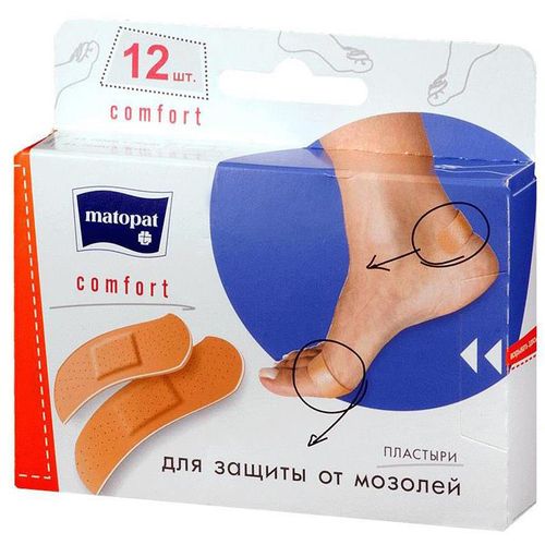 MATOPAT ПЛАСТЫРЬ COMFORT ПОЛИУРЕТАНОВЫЕ ДЛЯ ПРЕДУПРЕЖДЕНИЯ МОЗОЛЕЙ ПЛАСТЫРЬ   №12