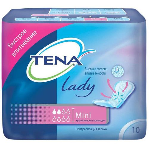 TENA LADY MINI ПРОКЛАДКИ УРОЛОГИЧ ПРОКЛАДКИ УРОЛОГИЧЕСКИЕ ЖЕНСКИЕ   №10
