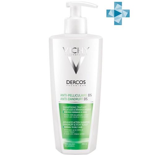 VICHY DERCOS ШАМПУНЬ-УХОД П/ПЕРХОТИ ИНТЕНСИВ DS РЕГУЛИР Д/НОРМ/ЖИР ВОЛОС ШАМПУНЬ 390 МЛ №1