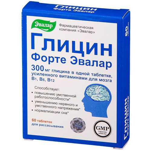 ЭВАЛАР ГЛИЦИН ФОРТЕ ТАБЛЕТКИ ДЛЯ РАССАСЫВАНИЯ 300 МГ 0,6 Г №60
