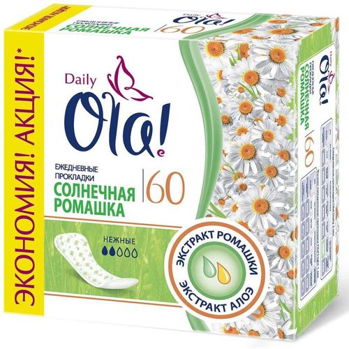 OLA ПРОКЛАДКИ ЕЖЕДН DAILY DEO РОМАШКА ПРОКЛАДКИ ЖЕНСКИЕ ГИГИЕНИЧЕСКИЕ ЕЖЕДНЕВНЫЕ NORMAL №60