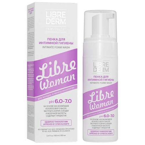 LIBREDERM LIBRE WOMAN ПЕНКА Д/ИНТИМНОЙ ГИГИЕНЫ В ПЕРИОД МЕНОПАУЗЫ PH 6,0-7,0 КОСМЕТИЧЕСКАЯ ПЕНА  160 МЛ №1