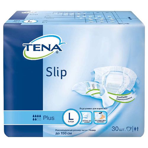 TENA SLIP PLUS ПОДГУЗНИКИ ДЫШАЩИЕ Д/ВЗР L ПОДГУЗНИКИ УРОЛОГИЧЕСКИЕ   №30