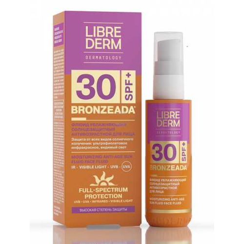 LIBREDERM BRONZEADA ФЛЮИД СОЛНЦЕЗАЩ Д/ЛИЦА ANTI-AGE УВЛАЖ SPF30 КОСМЕТИЧЕСКИЙ ФЛЮИД 50 МЛ №1