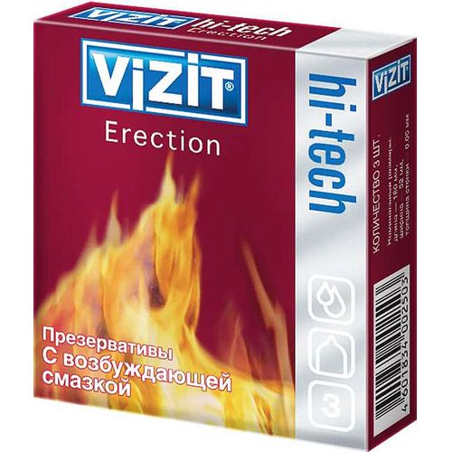 VIZIT ПРЕЗЕРВАТИВЫ HI-TECH ERECTION (С ВОЗБУЖД СМАЗКОЙ) ПРЕЗЕРВАТИВ    №3