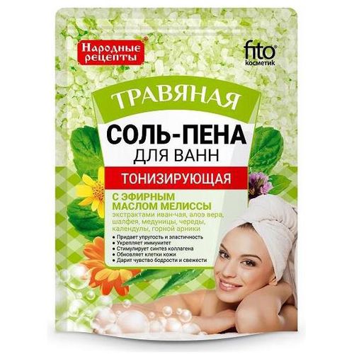 НАРОДНЫЕ РЕЦЕПТЫ СОЛЬ-ПЕНА Д/ВАНН ТОНИЗИРУЮЩАЯ ТРАВЯНАЯ СОЛЬ ДЛЯ ВАННЫ 200 Г №1