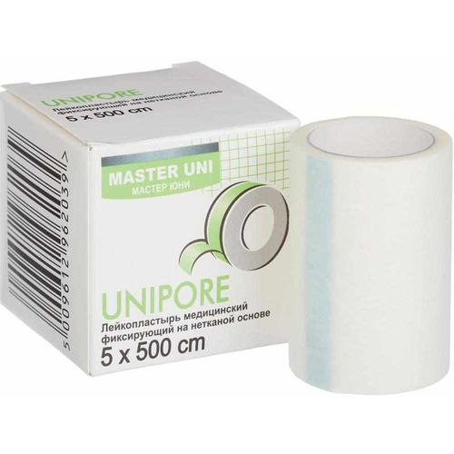 МАСТЕР ЮНИ ПЛАСТЫРЬ UNIPORE НЕТКАНАЯ ОСНОВА 5Х500 СМ ПЛАСТЫРЬ НА НЕТКАНОЙ ОСНОВЕ   №1