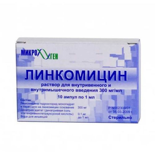ЛИНКОМИЦИН РАСТВОР ДЛЯ ВНУТРИВЕННОГО И ВНУТРИМЫШЕЧНОГО ВВЕДЕНИЯ 300 МГ/МЛ 1 МЛ №10