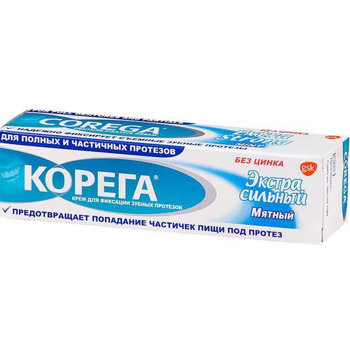 КОРЕГА КРЕМ Д/ФИКС ЗУБН ПРОТЕЗОВ ЭКСТРАСИЛ МЯТНЫЙ КРЕМ ДЛЯ ФИКСАЦИИ ЗУБНЫХ ПРОТЕЗОВ 40 МЛ №1