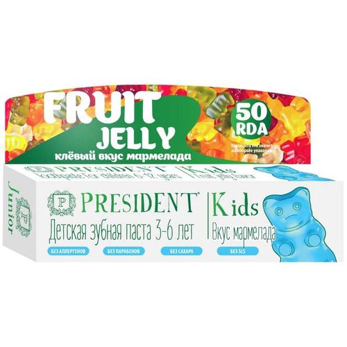 PRESIDENT ЗУБН ПАСТА-ГЕЛЬ KIDS ДЕТСК 3-6 МАРМЕЛАД ЗУБНАЯ ПАСТА ДЕТСКАЯ 50 МЛ №1