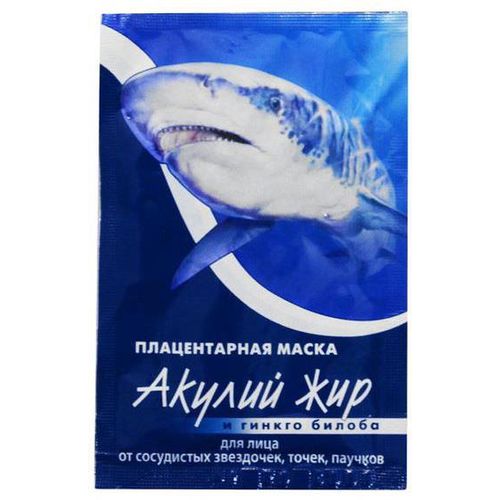 АКУЛЬЯ СИЛА АКУЛИЙ ЖИР МАСКА БИО-ПЛАЦЕНТАРНАЯ ГИНКГО БИЛОБА Д/ЛИЦА ОТ СОСУДИСТЫХ ЗВЕЗДОЧЕК КОСМЕТИЧЕСКАЯ МАСКА 10 МЛ №1