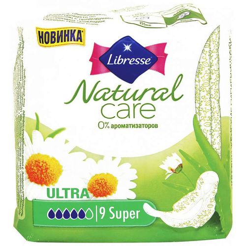LIBRESSE ПРОКЛАДКИ NATURAL CARE SUPER  ПРОКЛАДКИ ЖЕНСКИЕ ГИГИЕНИЧЕСКИЕ SUPER №9