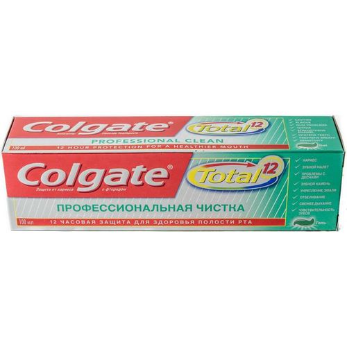 COLGATE ЗУБН ГЕЛЬ TOTAL 12 ПРОФЕССИОНАЛЬНАЯ ЧИСТКА ЗУБНАЯ ПАСТА ЕЖЕДНЕВНАЯ 75 МЛ №1