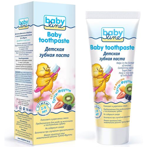 BABYLINE ЗУБН ПАСТА ТУТТИ-ФРУТТИ 2-6 ЛЕТ ЗУБНАЯ ПАСТА ДЕТСКАЯ 75 МЛ №1