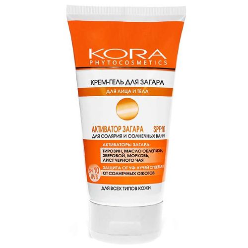 КОРА КРЕМ-ГЕЛЬ АКТИВАТОР ЗАГАРА ДЛЯ ЛИЦА И ТЕЛА SPF 10 КОСМЕТИЧЕСКИЙ КРЕМ 150 МЛ №1