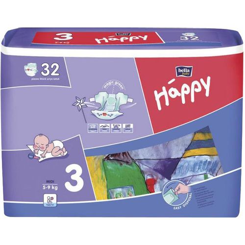 BELLA BABY HAPPY ПОДГУЗНИКИ 3 MIDI 5-9КГ ПОДГУЗНИКИ ДЕТСКИЕ №32