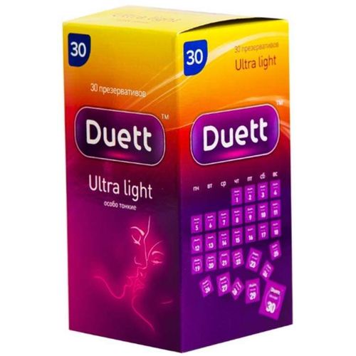 DUETT ПРЕЗЕРВАТИВЫ ULTRA LIGHT (УЛЬТРАТОНКИЕ) ПРЕЗЕРВАТИВ    №30