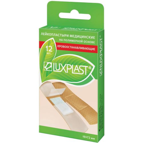LUXPLAST ПЛАСТЫРЬ КРОВООСТАНАВЛИВАЮЩ ПОЛИМЕР ТЕЛЕС ПЛАСТЫРЬ   №12