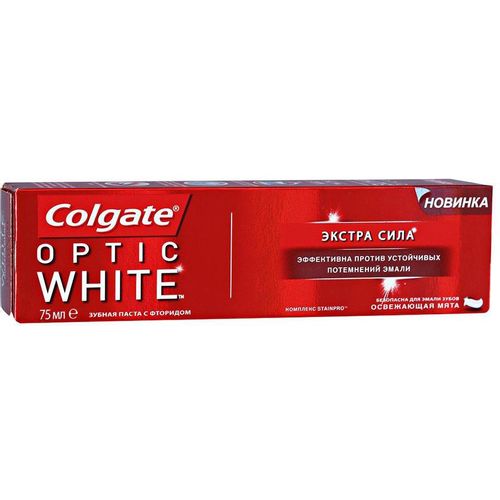 COLGATE ЗУБН ПАСТА OPTIC WHITE ЭКСТРА СИЛА ЗУБНАЯ ПАСТА ОТБЕЛИВАЮЩАЯ 75 МЛ №1