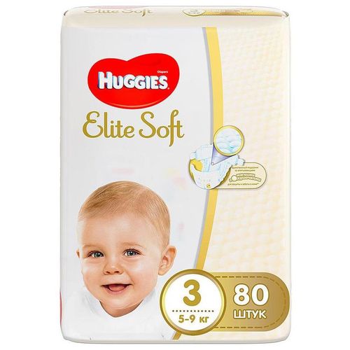 HUGGIES ELITE SOFT 3 ПОДГУЗНИКИ (5-9КГ) ПОДГУЗНИКИ ДЕТСКИЕ №80