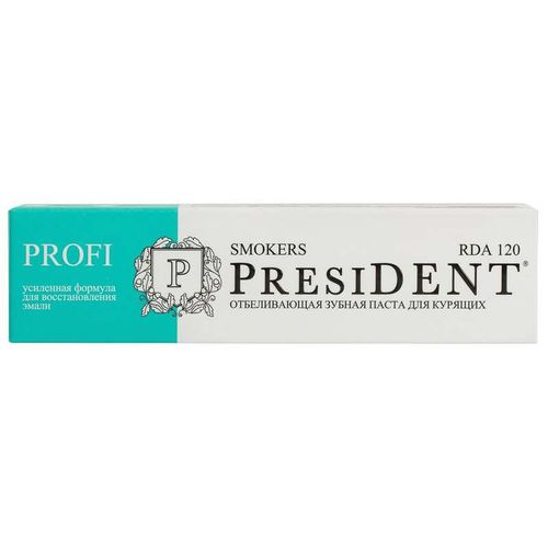 PRESIDENT ЗУБН ПАСТА PROFI SMOKERS ЗУБНАЯ ПАСТА ОТ ОКРАШИВАНИЯ 50 МЛ №1