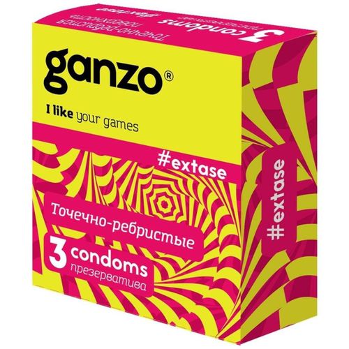 GANZO ПРЕЗЕРВАТИВЫ EXTASE (ТОЧЕЧНО-РЕБРИСТЫЕ) ПРЕЗЕРВАТИВ    №3