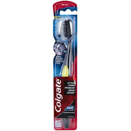 COLGATE ЗУБН ЩЕТКА 360 ЗОЛОТАЯ С ДРЕВЕСНЫМ УГЛЕМ МЯГКАЯ ЗУБНАЯ ЩЕТКА   №1