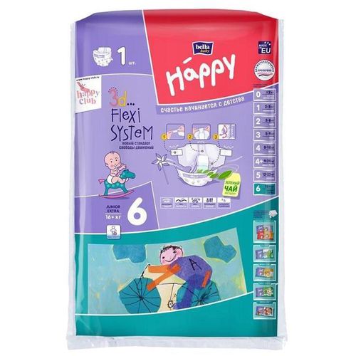 BELLA BABY HAPPY ПОДГУЗНИКИ 6 JUNIOR EXTRA 16+КГ ПОДГУЗНИКИ ДЕТСКИЕ №1