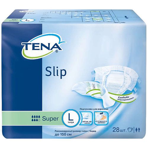 TENA SLIP SUPER ПОДГУЗНИКИ ДЫШАЩИЕ Д/ВЗР L ПОДГУЗНИКИ УРОЛОГИЧЕСКИЕ   №28