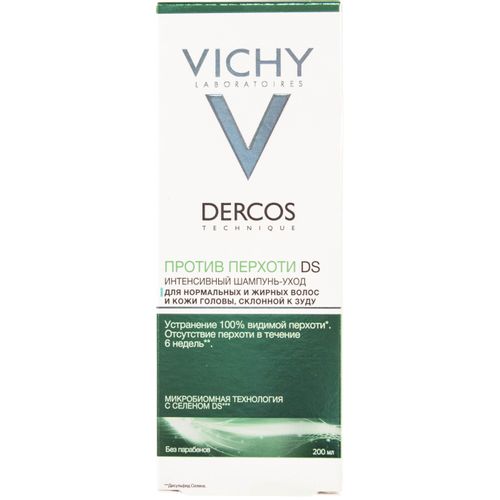 VICHY DERCOS ШАМПУНЬ П/ПЕРХОТИ Д/ЖИРН КОЖИ ГОЛОВЫ ШАМПУНЬ  200 МЛ №1