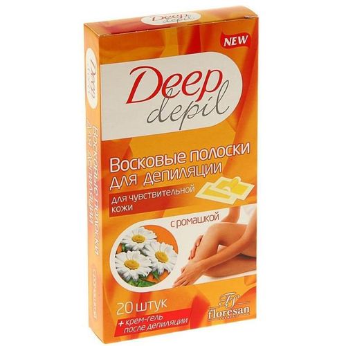 ФЛОРЕСАН DEEP DEPIL ВОСКОВЫЕ ПОЛОСКИ Д/ДЕПИЛЯЦИИ ЧУВСТ КОЖИ РОМАШКА (Ф-484) КОСМЕТИЧЕСКИЙ ВОСК №20