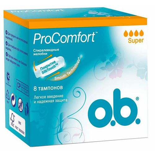 O.B. PROCOMFORT SUPER ТАМПОНЫ ТАМПОНЫ SUPER №8