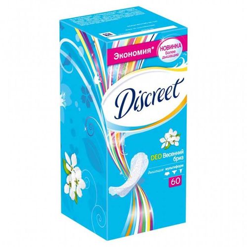 DISCREET ПРОКЛАДКИ ГИГИЕНИЧЕСКИЕ ЕЖЕДНЕВНЫЕ DEO SPRING BREEZE ПРОКЛАДКИ ЖЕНСКИЕ ГИГИЕНИЧЕСКИЕ ЕЖЕДНЕВНЫЕ №60