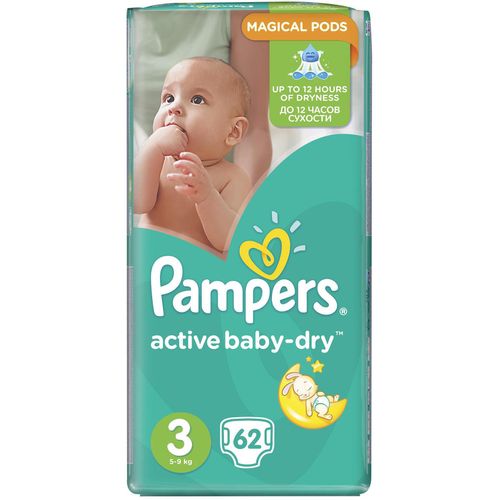 PAMPERS ACTIVE BABY-DRY ПОДГУЗНИКИ 3 MIDI 4-9КГ ПОДГУЗНИКИ ДЕТСКИЕ №62