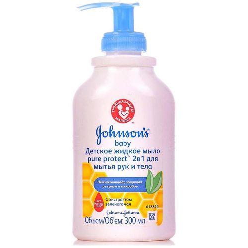 JOHNSONS BABY МЫЛО ЖИДКОЕ PURE PROTECT ЗЕЛЕНЫЙ ЧАЙ КОСМЕТИЧЕСКОЕ МЫЛО 300 МЛ №1
