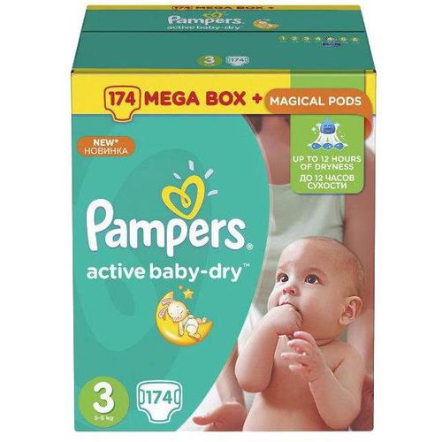 PAMPERS ACTIVE BABY-DRY ПОДГУЗНИКИ 4 MAXI 9-14КГ ПОДГУЗНИКИ ДЕТСКИЕ №174