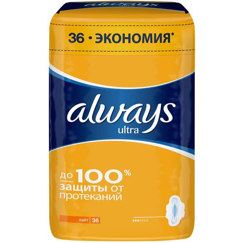 ALWAYS ULTRA LIGHT QUATRO ПРОКЛАДКИ ПРОКЛАДКИ ЖЕНСКИЕ ГИГИЕНИЧЕСКИЕ LIGHT №36