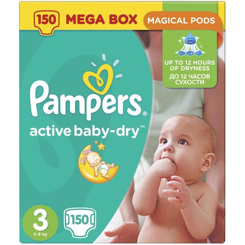 PAMPERS ACTIVE BABY-DRY ПОДГУЗНИКИ 3 MIDI 4-9КГ ПОДГУЗНИКИ ДЕТСКИЕ №150
