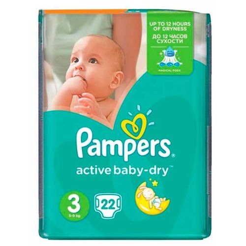 PAMPERS ACTIVE BABY-DRY ПОДГУЗНИКИ 3 MIDI 4-9КГ ПОДГУЗНИКИ ДЕТСКИЕ №22