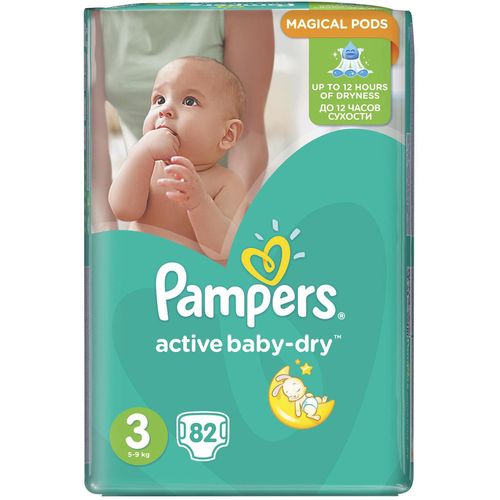 PAMPERS ACTIVE BABY-DRY ПОДГУЗНИКИ 3 MIDI 4-9КГ ПОДГУЗНИКИ ДЕТСКИЕ №82