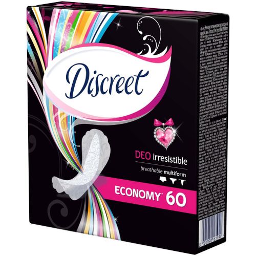 DISCREET ПРОКЛАДКИ ГИГИЕНИЧЕСКИЕ ЕЖЕДНЕВНЫЕ DEO IRRESISTIBLE ПРОКЛАДКИ ЖЕНСКИЕ ГИГИЕНИЧЕСКИЕ ЕЖЕДНЕВНЫЕ №60
