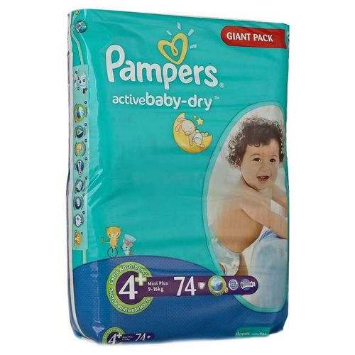 PAMPERS ACTIVE BABY-DRY ПОДГУЗНИКИ 4+ MAXI PLUS 9-16КГ ПОДГУЗНИКИ ДЕТСКИЕ №74