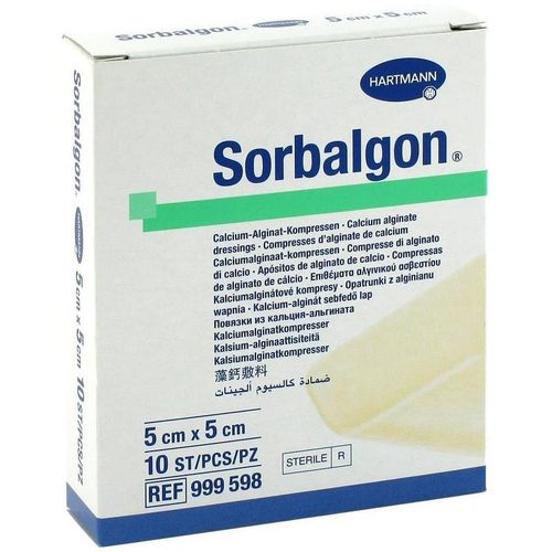 SORBALGON ПОВЯЗКА АБСОРБИРУЮЩАЯ ИЗ ВОЛОКОН КАЛЬЦИЯ АЛЬГИНАТА 5 СМ X 5 СМ ПОВЯЗКИ №10