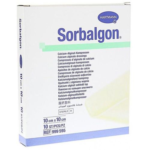SORBALGON ПОВЯЗКА АБСОРБИРУЮЩАЯ ИЗ ВОЛОКОН КАЛЬЦИЯ АЛЬГИНАТА 10 СМ X 10 СМ ПОВЯЗКИ №10